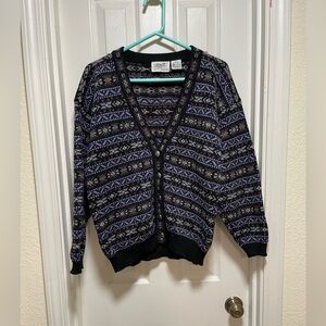 Nordstrom Vintage 90s Brass Plum 100% Shetland Wool cardigan sweater